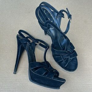 YSL Saint Laurent suede platform tribute sandals